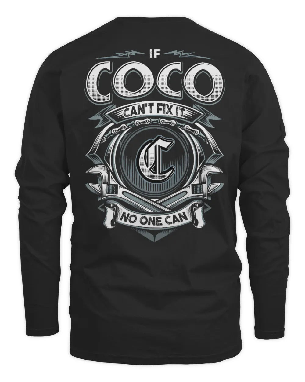 COCO AP81-K4-626 - Personalized Ahmed Quote Apparel “If Ahmed Can't Fix It, No One Can” - Men's Long Sleeved T-Shirt - Black