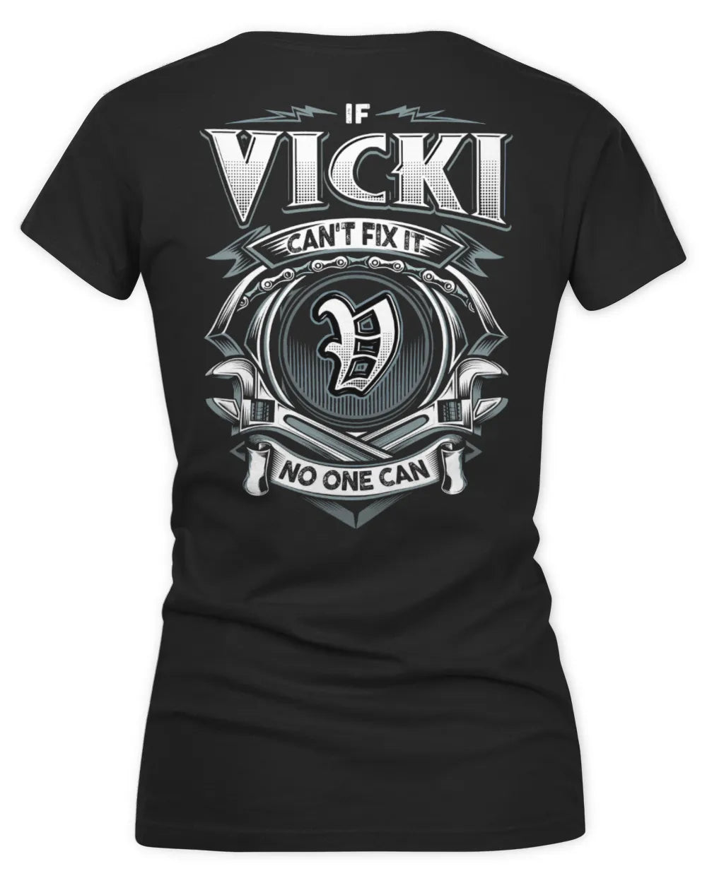 VICKI AP81-K4-626 - Personalized Ahmed Quote Apparel “If Ahmed Can't Fix It, No One Can” - Women's V-Neck T-Shirt - Black