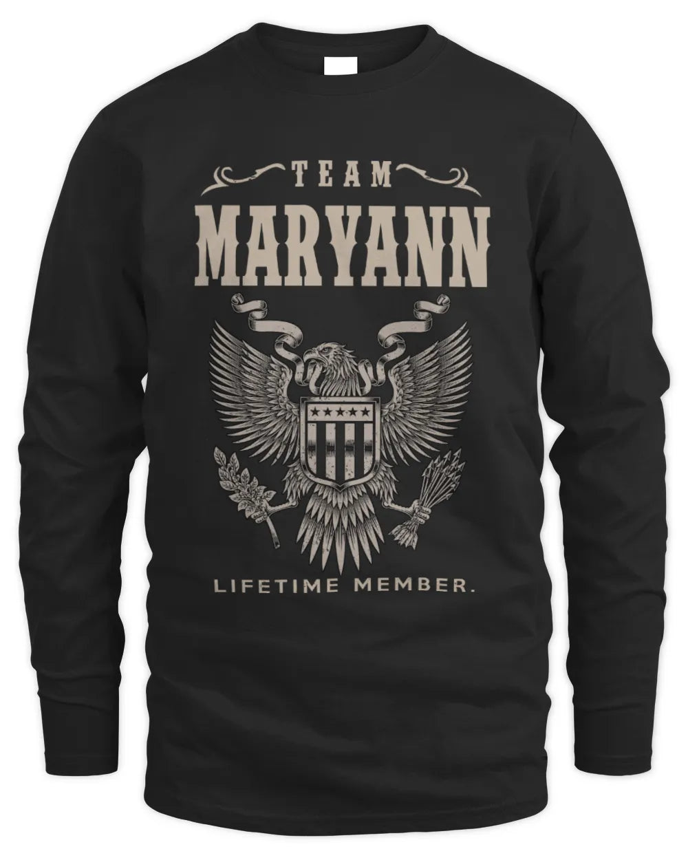MARYANN TP06-K82 – Personalized Classic Style Apparel “Team NAME Lifetime Member” - Men's Long Sleeved T-Shirt - Black