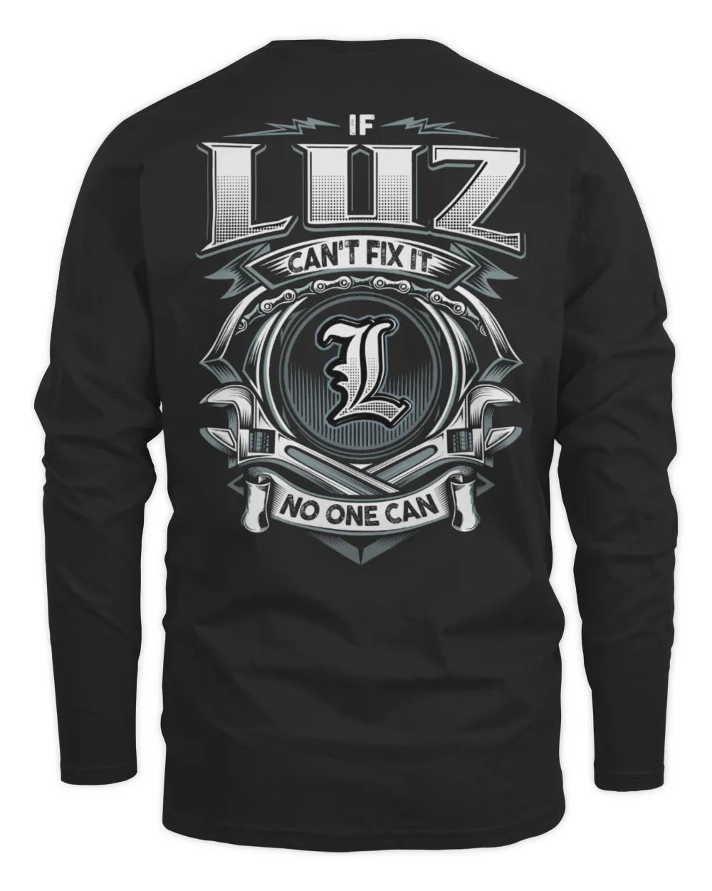 LUZ AP81-K4-626 - Personalized Ahmed Quote Apparel “If Ahmed Can't Fix It, No One Can” - Men's Long Sleeved T-Shirt - Black
