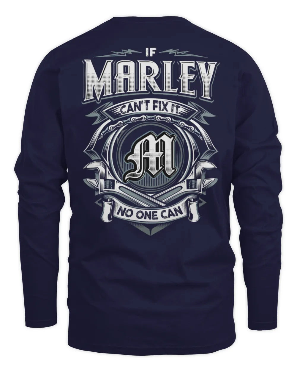 MARLEY AP81-K4-626 - Personalized Ahmed Quote Apparel “If Ahmed Can't Fix It, No One Can” - Men's Long Sleeved T-Shirt - Navy