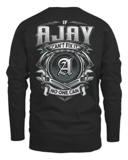 AJAY AP81-K4-626 - Personalized Ahmed Quote Apparel “If Ahmed Can't Fix It, No One Can” - Men's Long Sleeved T-Shirt - Black