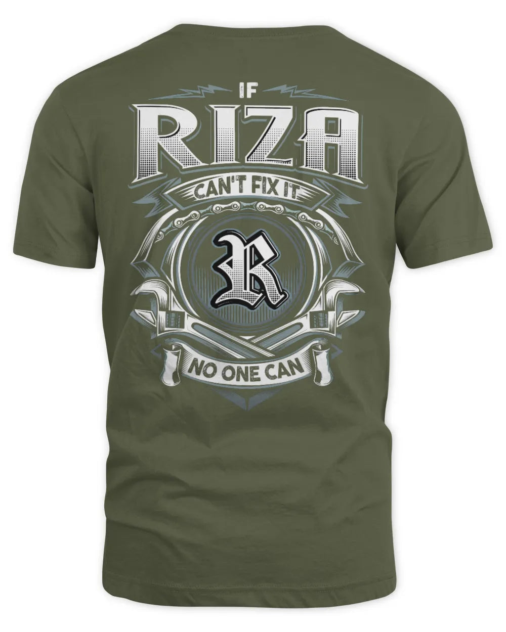 RIZA AP81-K4-626 - Personalized Ahmed Quote Apparel “If Ahmed Can't Fix It, No One Can” - Unisex Standard T-Shirt - Military Green