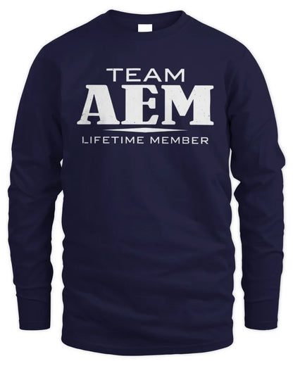 AEM BL62-K4-128 - Personalized “Team NAME Lifetime Member” - Men's Long Sleeved T-Shirt - Navy