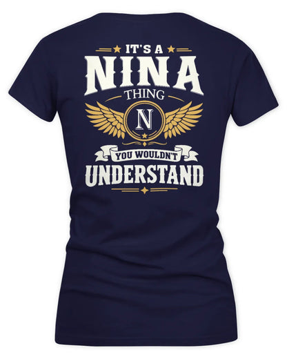 NINA KT06-M008 It’s a [NAME] Thing – You Wouldn’t Understand | Personalized Vintage T-Shirt - Women's V-Neck T-Shirt - Navy