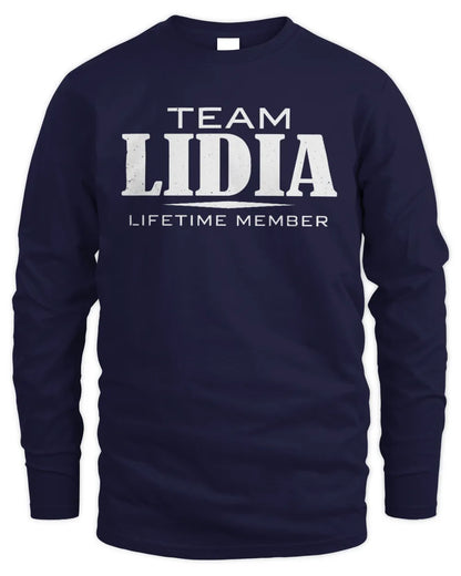 LIDIA BL62-K4-128 - Personalized “Team NAME Lifetime Member” - Men's Long Sleeved T-Shirt - Navy