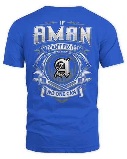 AMAN AP81-K4-626 - Personalized Ahmed Quote Apparel “If Ahmed Can't Fix It, No One Can” - Unisex Standard T-Shirt - Royal
