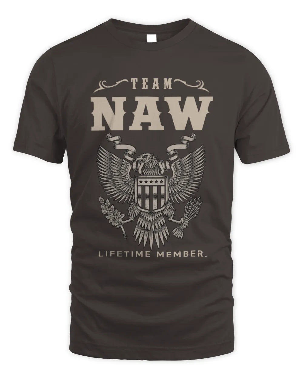 NAW TP06-K82 – Personalized Classic Style Apparel “Team NAME Lifetime Member” - Unisex Standard T-Shirt - Dark Chocolate