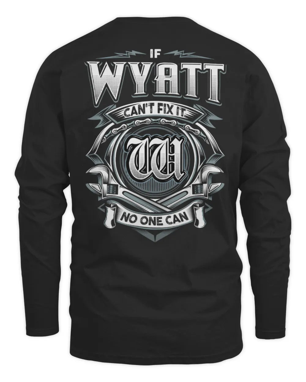 WYATT AP81-K4-626 - Personalized Ahmed Quote Apparel “If Ahmed Can't Fix It, No One Can” - Men's Long Sleeved T-Shirt - Black
