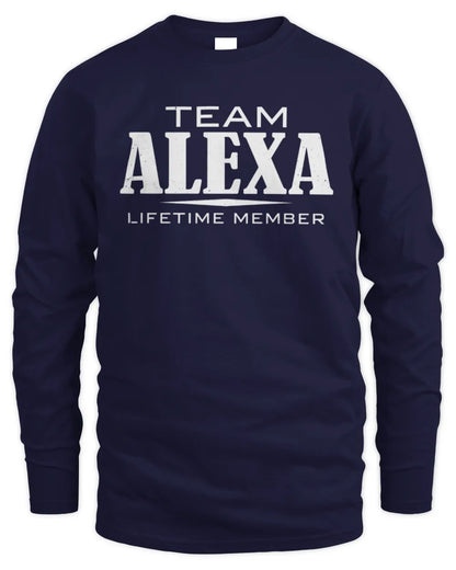 ALEXA BL62-K4-128 - Personalized “Team NAME Lifetime Member” - Men's Long Sleeved T-Shirt - Navy