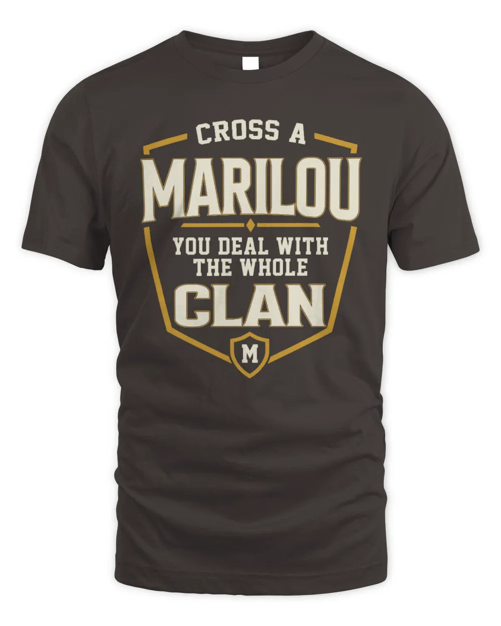MARILOU NT1-K008 Cross A/An NAME, You Deal With the Whole Clan | Personalized Vintage T-Shirt - Unisex Standard T-Shirt - Dark Chocolate