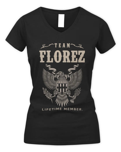 FLOREZ TP06-K82 – Personalized Classic Style Apparel “Team NAME Lifetime Member” - Women's V-Neck T-Shirt - Black