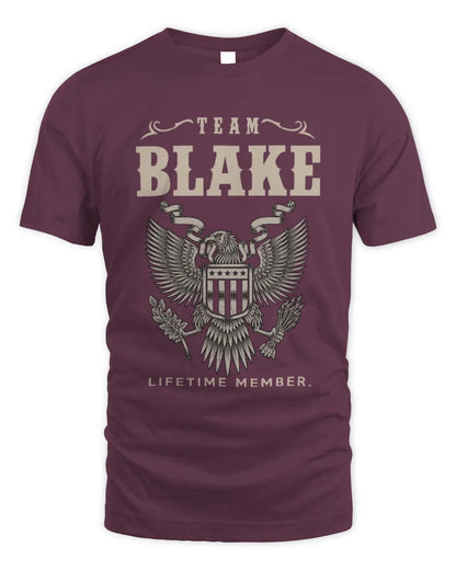 BLAKE TP06-K82 – Personalized Classic Style Apparel “Team NAME Lifetime Member” - Unisex Standard T-Shirt - Maroon