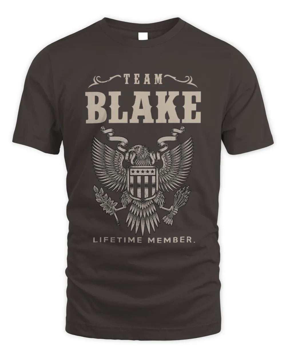 BLAKE TP06-K82 – Personalized Classic Style Apparel “Team NAME Lifetime Member” - Unisex Standard T-Shirt - Dark Chocolate