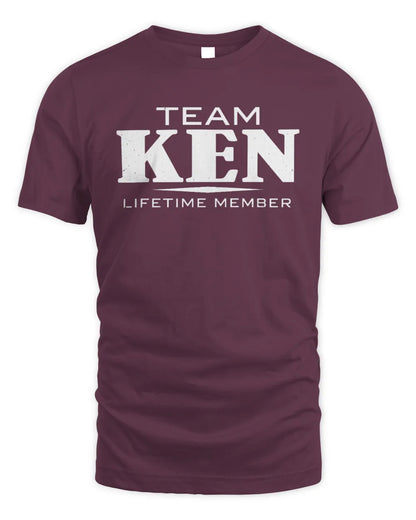 KEN BL62-K4-128 - Personalized “Team NAME Lifetime Member” - Unisex Standard T-Shirt - Maroon