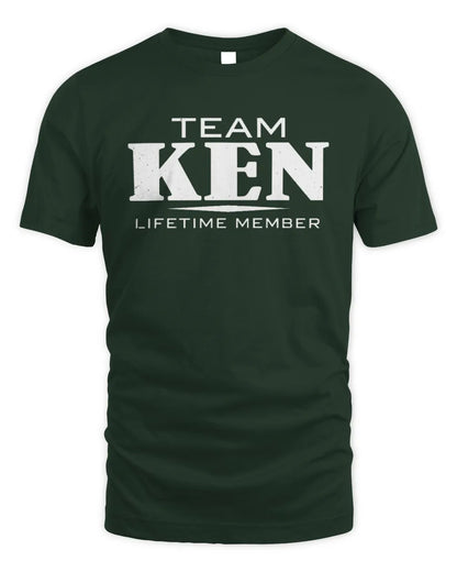 KEN BL62-K4-128 - Personalized “Team NAME Lifetime Member” - Unisex Standard T-Shirt - Forest Green