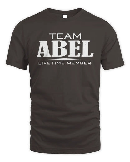 ABEL BL62-K4-128 - Personalized “Team NAME Lifetime Member” - Unisex Standard T-Shirt - Dark Chocolate