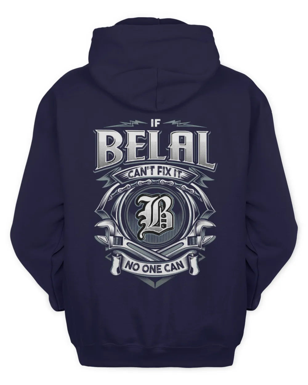 BELAL AP81-K4-626 - Personalized Ahmed Quote Apparel “If Ahmed Can't Fix It, No One Can” - Unisex Hoodie - Navy