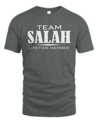 SALAH BL62-K4-128 - Personalized “Team NAME Lifetime Member” - Unisex Standard T-Shirt - Charcoal