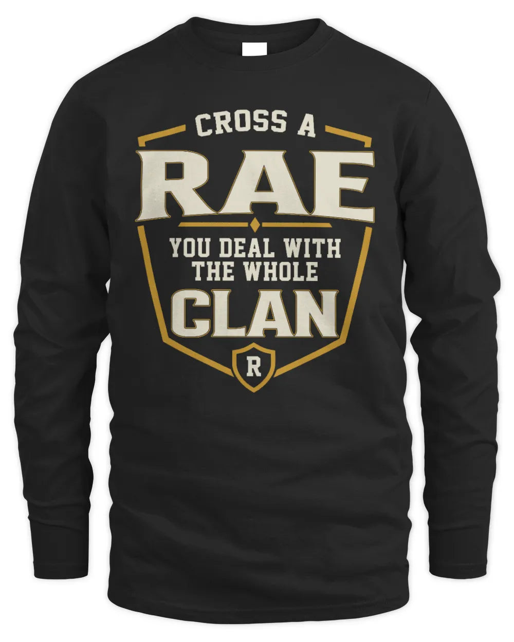 RAE NT1-K008 Cross A/An NAME, You Deal With the Whole Clan | Personalized Vintage T-Shirt - Men's Long Sleeved T-Shirt - Black