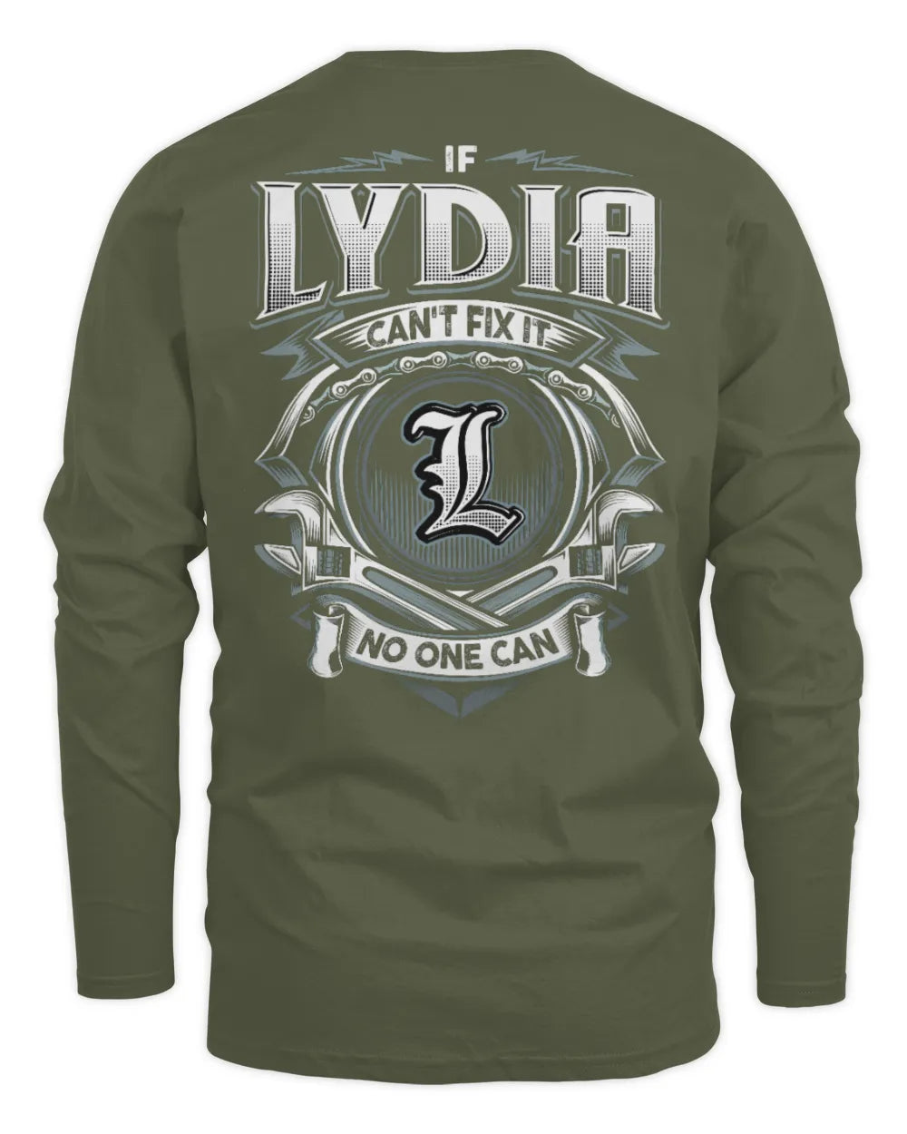 LYDIA AP81-K4-626 - Personalized Ahmed Quote Apparel “If Ahmed Can't Fix It, No One Can” - Men's Long Sleeved T-Shirt - Military Green