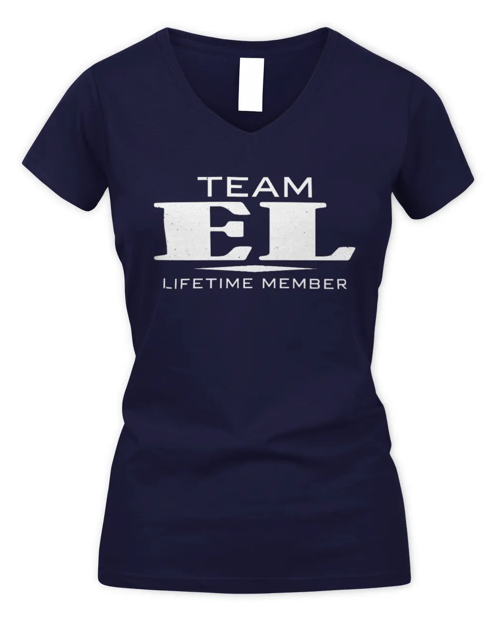 EL BL62-K4-128 - Personalized “Team NAME Lifetime Member” - Women's V-Neck T-Shirt - Navy