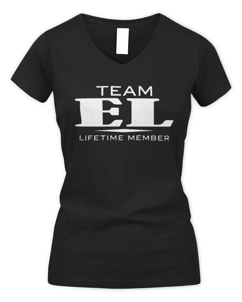 EL BL62-K4-128 - Personalized “Team NAME Lifetime Member” - Women's V-Neck T-Shirt - Black
