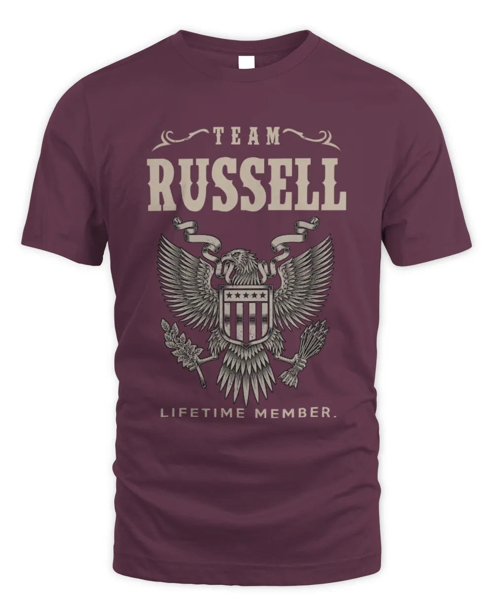 RUSSELL TP06-K82 – Personalized Classic Style Apparel “Team NAME Lifetime Member” - Unisex Standard T-Shirt - Maroon
