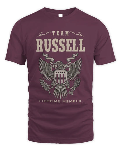 RUSSELL TP06-K82 – Personalized Classic Style Apparel “Team NAME Lifetime Member” - Unisex Standard T-Shirt - Maroon