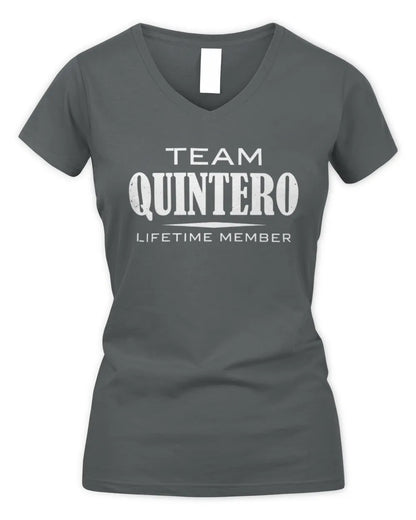 QUINTERO BL62-K4-128 - Personalized “Team NAME Lifetime Member” - Women's V-Neck T-Shirt - Charcoal