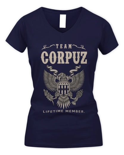 CORPUZ TP06-K82 – Personalized Classic Style Apparel “Team NAME Lifetime Member” - Women's V-Neck T-Shirt - Navy