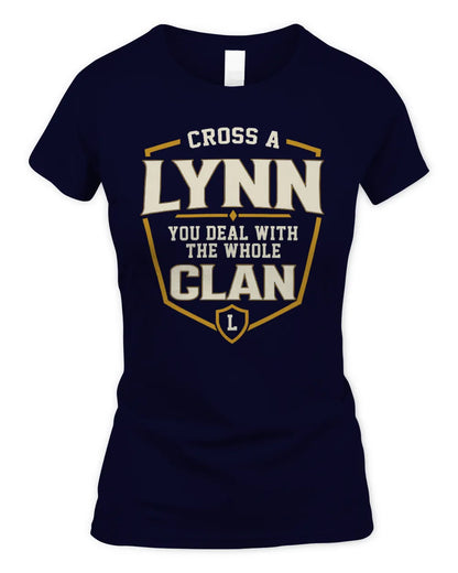 LYNN NT1-K008 Cross A/An NAME, You Deal With the Whole Clan | Personalized Vintage T-Shirt - Women's Standard T-Shirt - Navy
