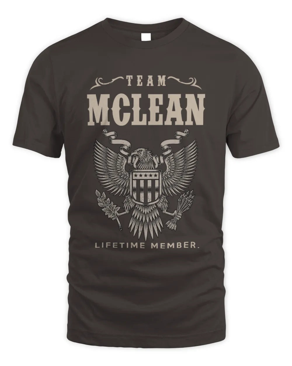 MCLEAN TP06-K82 – Personalized Classic Style Apparel “Team NAME Lifetime Member” - Unisex Standard T-Shirt - Dark Chocolate