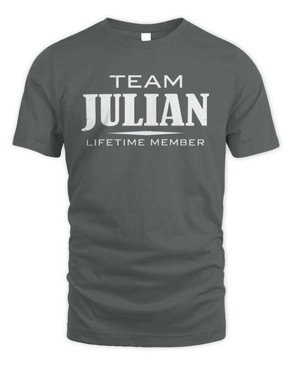 JULIAN BL62-K4-128 - Personalized “Team NAME Lifetime Member” - Unisex Standard T-Shirt - Charcoal