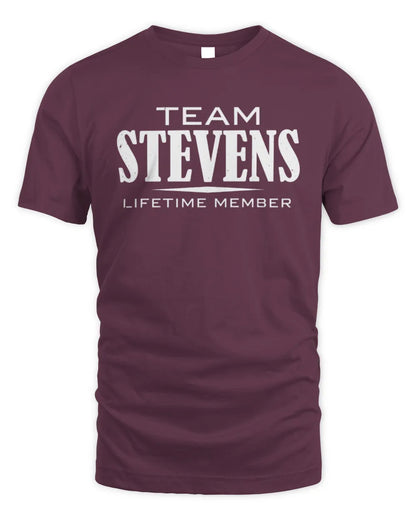 STEVENS BL62-K4-128 - Personalized “Team NAME Lifetime Member” - Unisex Standard T-Shirt - Maroon