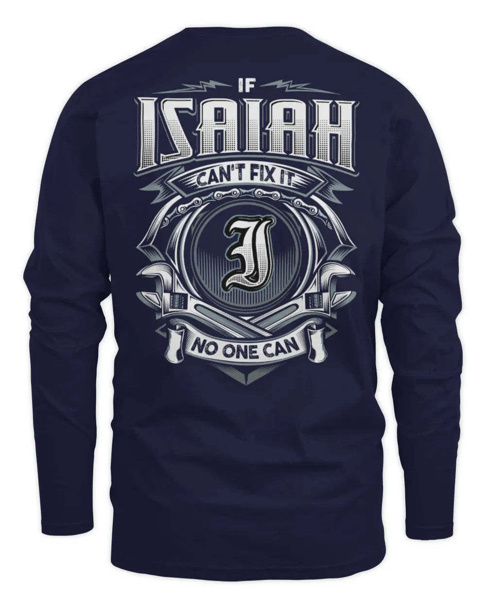 ISAIAH AP81-K4-626 - Personalized Ahmed Quote Apparel “If Ahmed Can't Fix It, No One Can” - Men's Long Sleeved T-Shirt - Navy