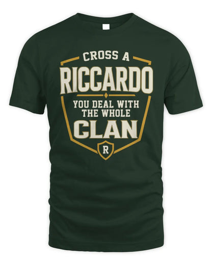 RICCARDO NT1-K008 Cross A/An NAME, You Deal With the Whole Clan | Personalized Vintage T-Shirt - Unisex Standard T-Shirt - Forest Green