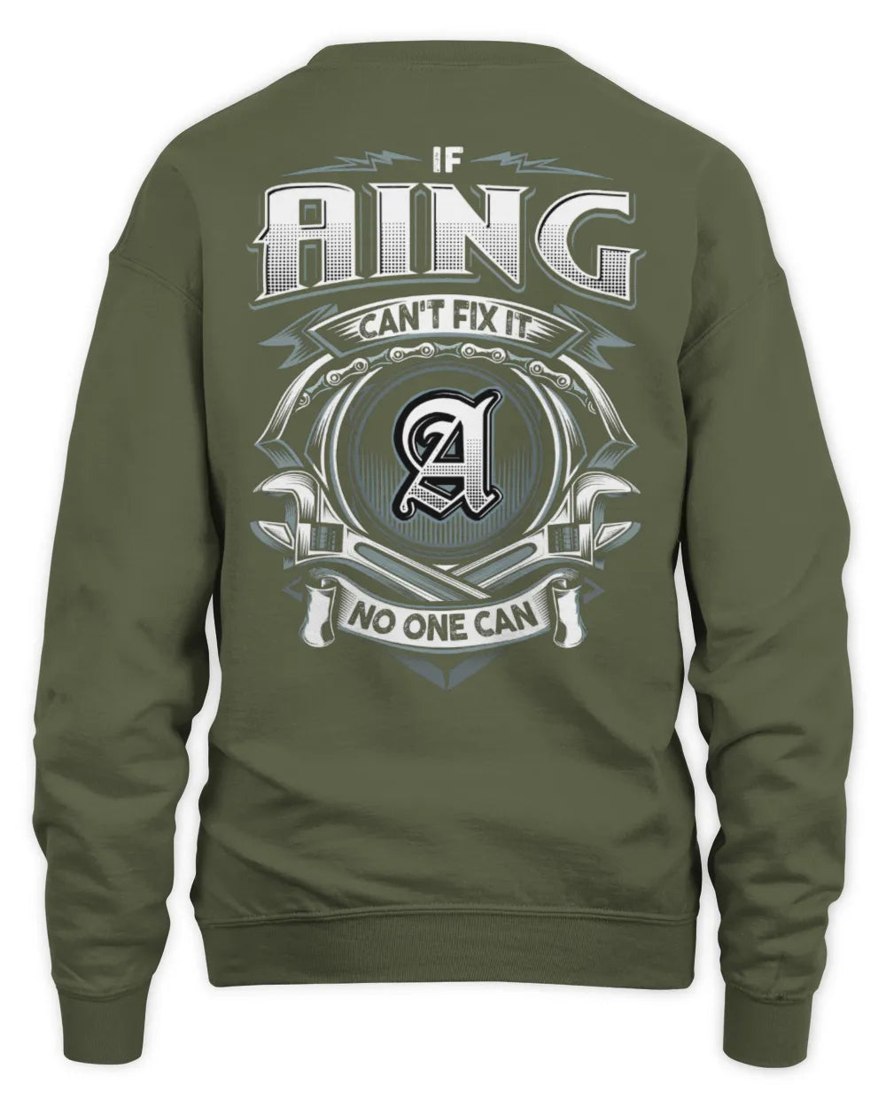 AING AP81-K4-626 - Personalized Ahmed Quote Apparel “If Ahmed Can't Fix It, No One Can” - Unisex Sweatshirt - Military Green
