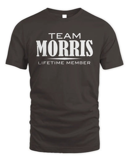 MORRIS BL62-K4-128 - Personalized “Team NAME Lifetime Member” - Unisex Standard T-Shirt - Dark Chocolate