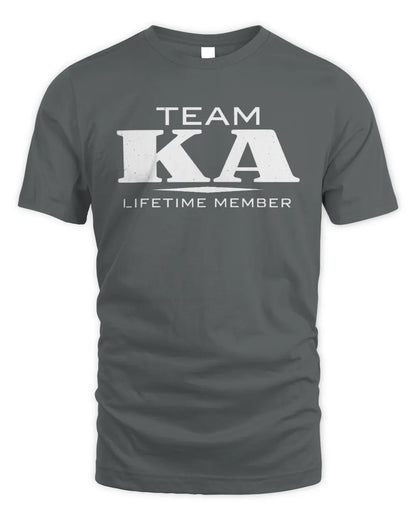 KA BL62-K4-128 - Personalized “Team NAME Lifetime Member” - Unisex Standard T-Shirt - Charcoal