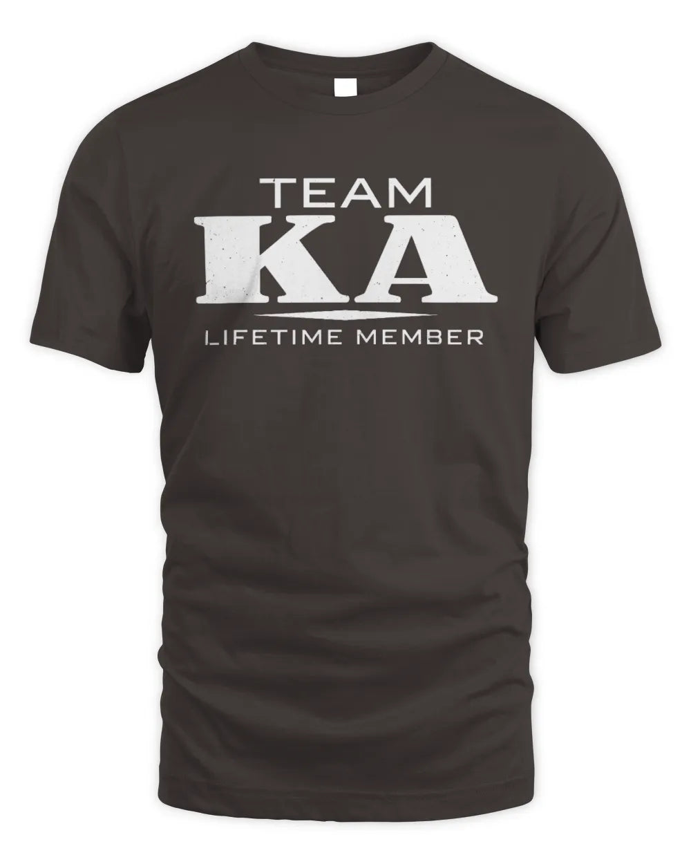 KA BL62-K4-128 - Personalized “Team NAME Lifetime Member” - Unisex Standard T-Shirt - Dark Chocolate