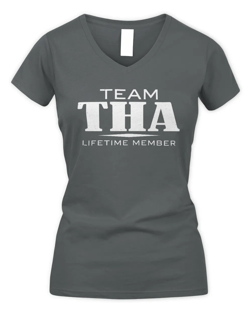 THA BL62-K4-128 - Personalized “Team NAME Lifetime Member” - Women's V-Neck T-Shirt - Charcoal