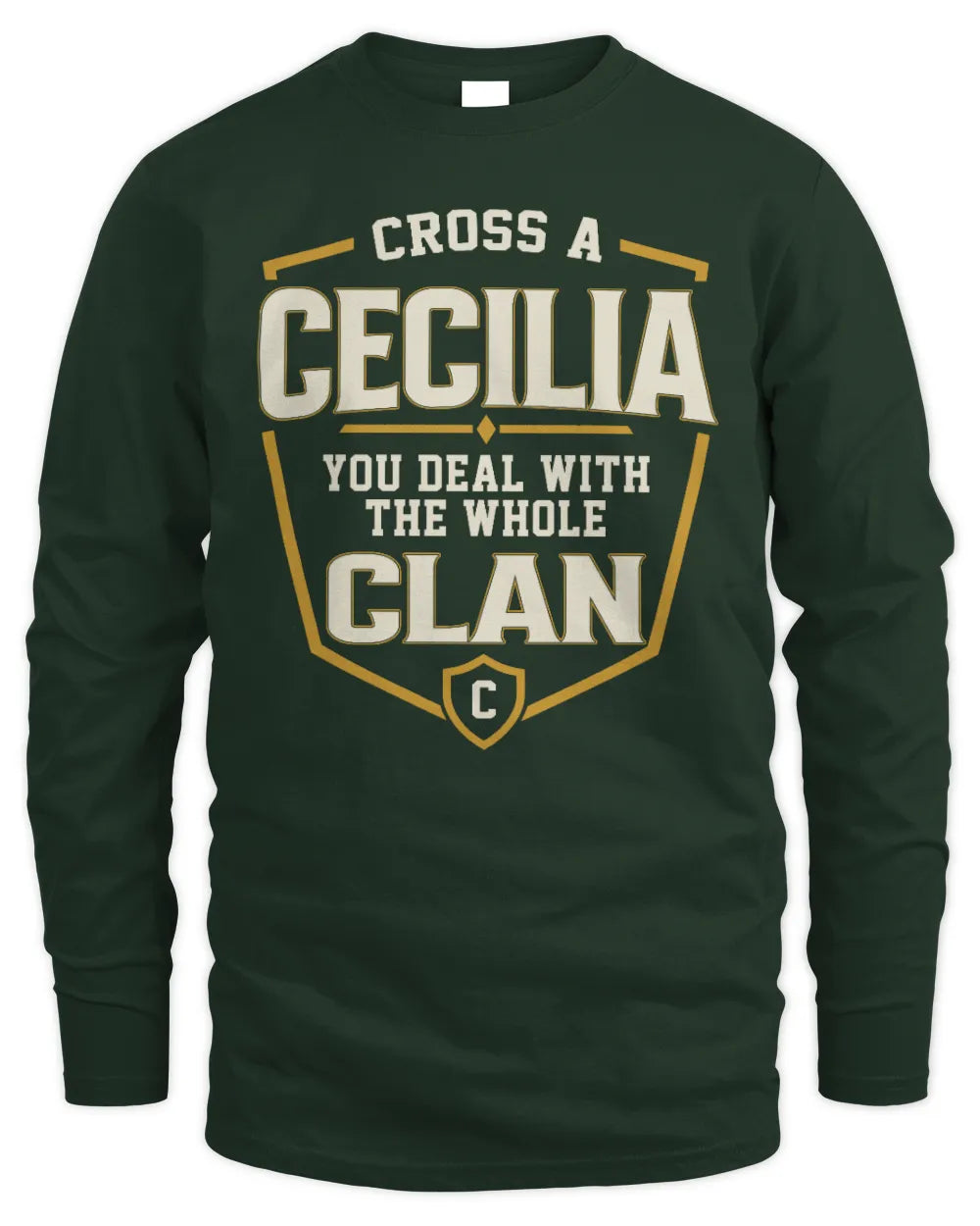 CECILIA NT1-K008 Cross A/An NAME, You Deal With the Whole Clan | Personalized Vintage T-Shirt - Men's Long Sleeved T-Shirt - Forest Green