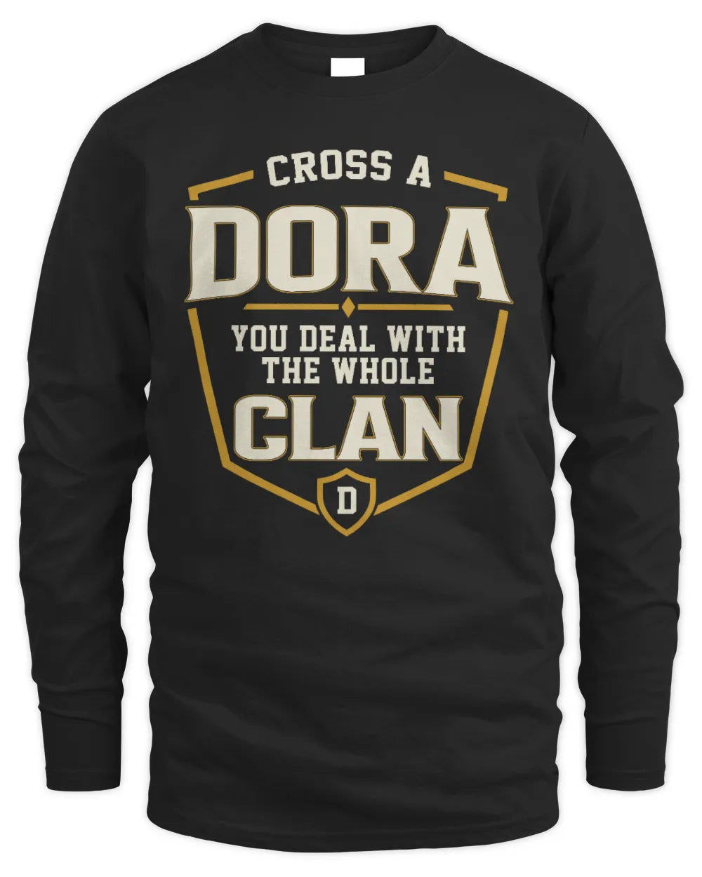 DORA NT1-K008 Cross A/An NAME, You Deal With the Whole Clan | Personalized Vintage T-Shirt - Men's Long Sleeved T-Shirt - Black