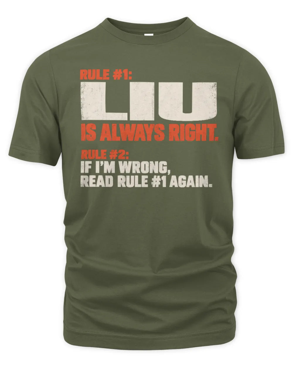 LIU NP1-H006 - Always Right Personalized Name T-Shirt – Funny Custom Name Shirt - Unisex Standard T-Shirt - Military Green