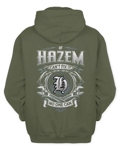 HAZEM AP81-K4-626 - Personalized Ahmed Quote Apparel “If Ahmed Can't Fix It, No One Can” - Unisex Hoodie - Military Green