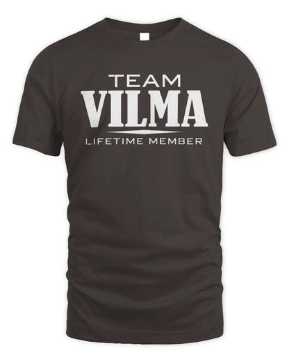 VILMA BL62-K4-128 - Personalized “Team NAME Lifetime Member” - Unisex Standard T-Shirt - Dark Chocolate