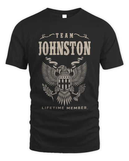 JOHNSTON TP06-K82 – Personalized Classic Style Apparel “Team NAME Lifetime Member” - Unisex Standard T-Shirt - Black