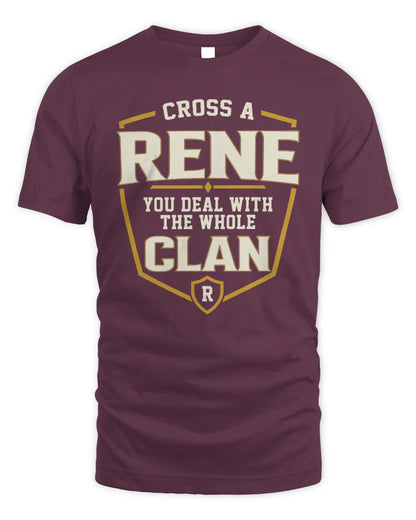 RENE NT1-K008 Cross A/An NAME, You Deal With the Whole Clan | Personalized Vintage T-Shirt - Unisex Standard T-Shirt - Maroon