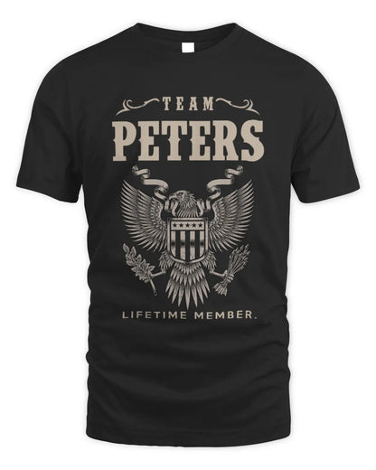 PETERS TP06-K82 – Personalized Classic Style Apparel “Team NAME Lifetime Member” - Unisex Standard T-Shirt - Black